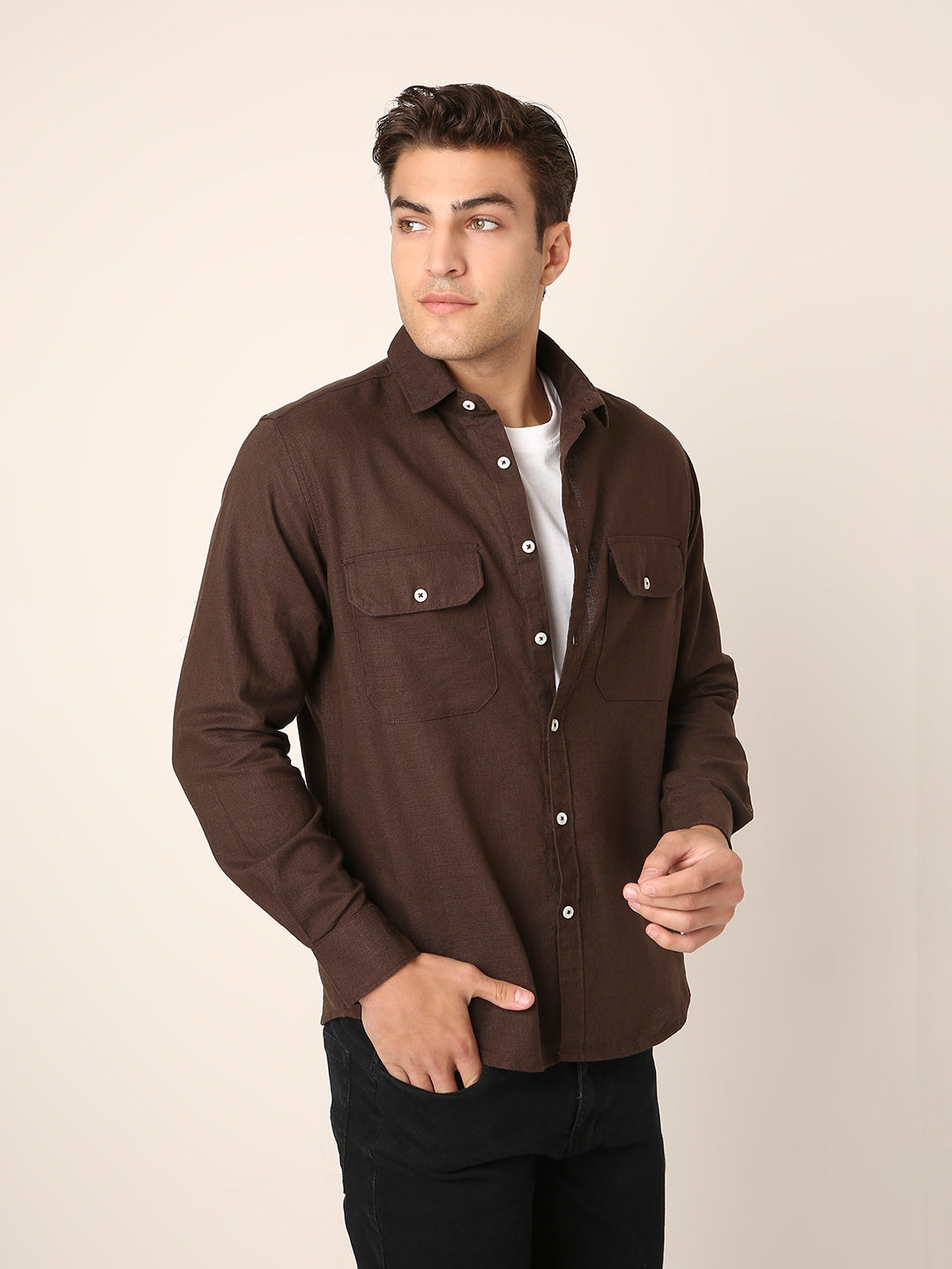 BROWN Premium Cotton Utility shacket