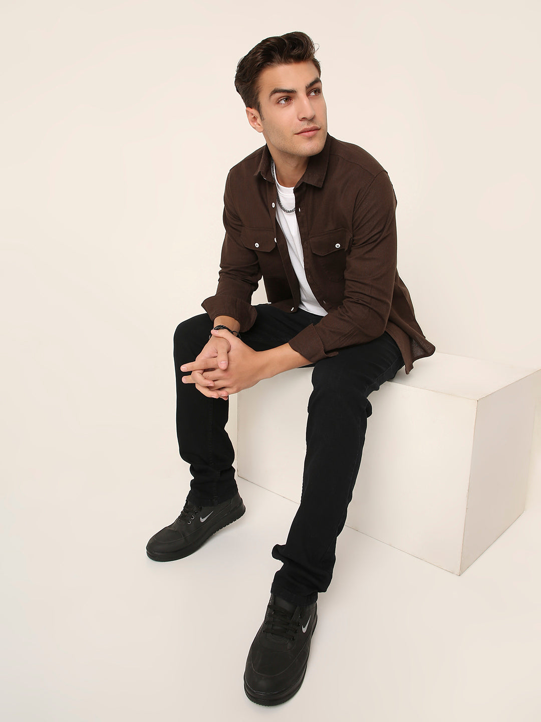 BROWN Premium Cotton Utility shacket