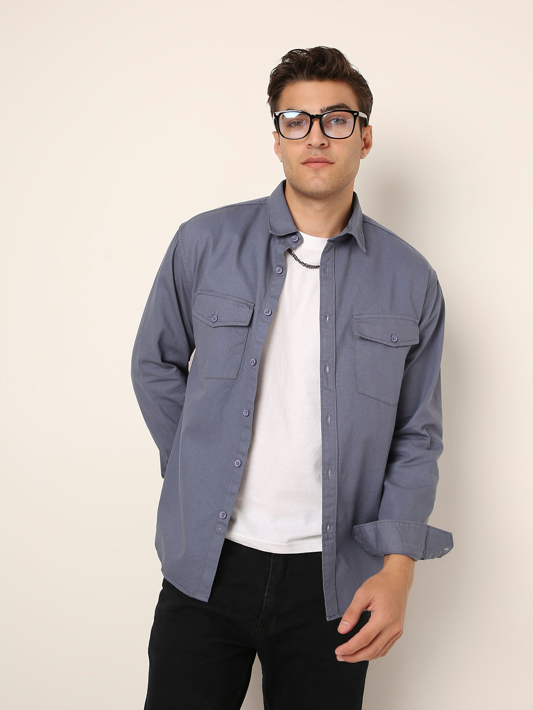 BLUE Utility Shacket – Premium Cotton Overshirt