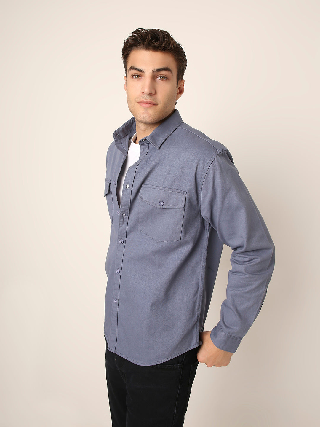 BLUE Utility Shacket – Premium Cotton Overshirt