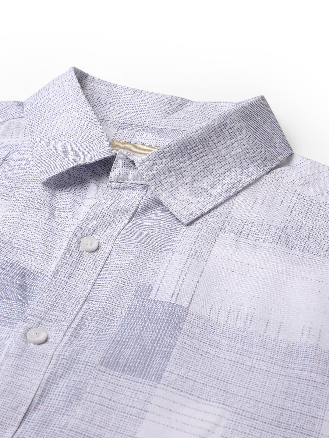 ABSTRACT BLUE PRINTED LINEN BLEND SHIRT