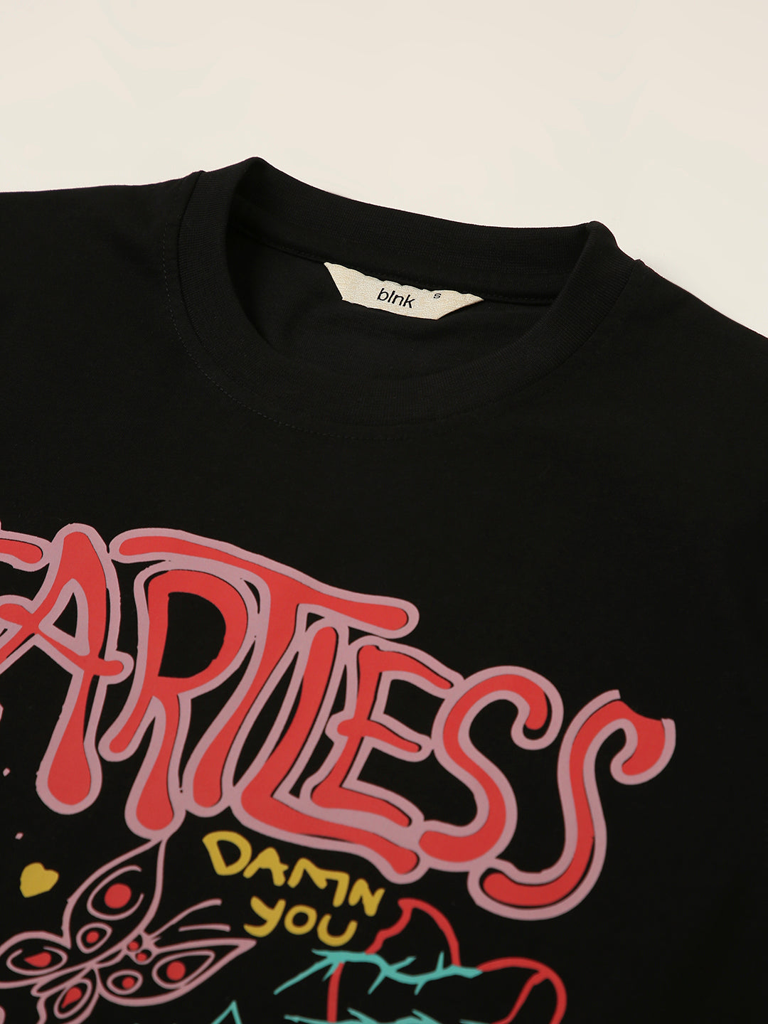 RELAXED FIT: BLACK PRINTED TSHIRT