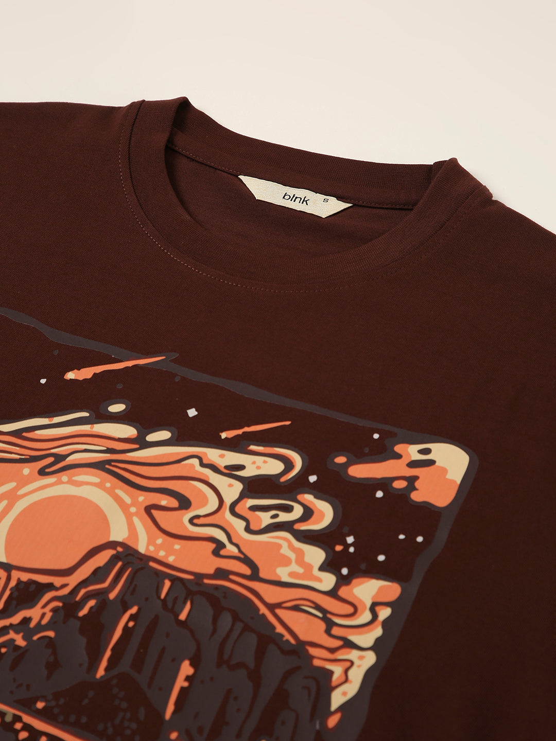 RELAXED FIT: BROWN PRINTED TSHIRT