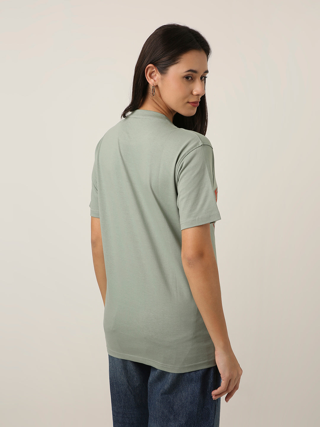 RELAXED FIT:SAGE GREEN PRINTED TSHIRT