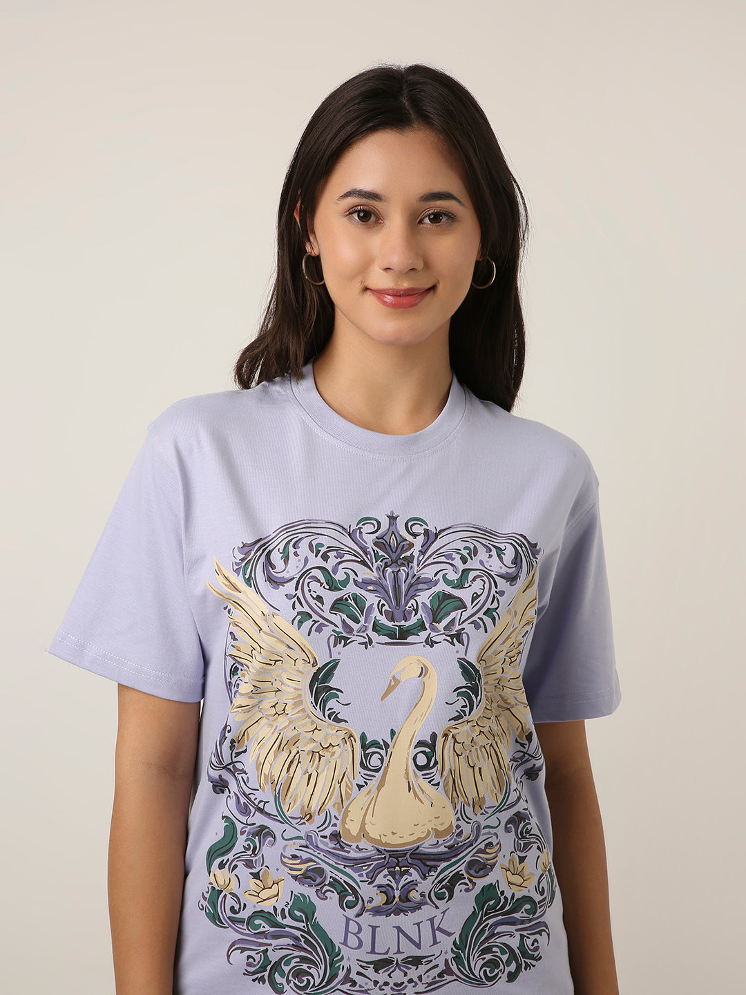 RELAXED FIT:LAVENDER PRINTED TSHIRT