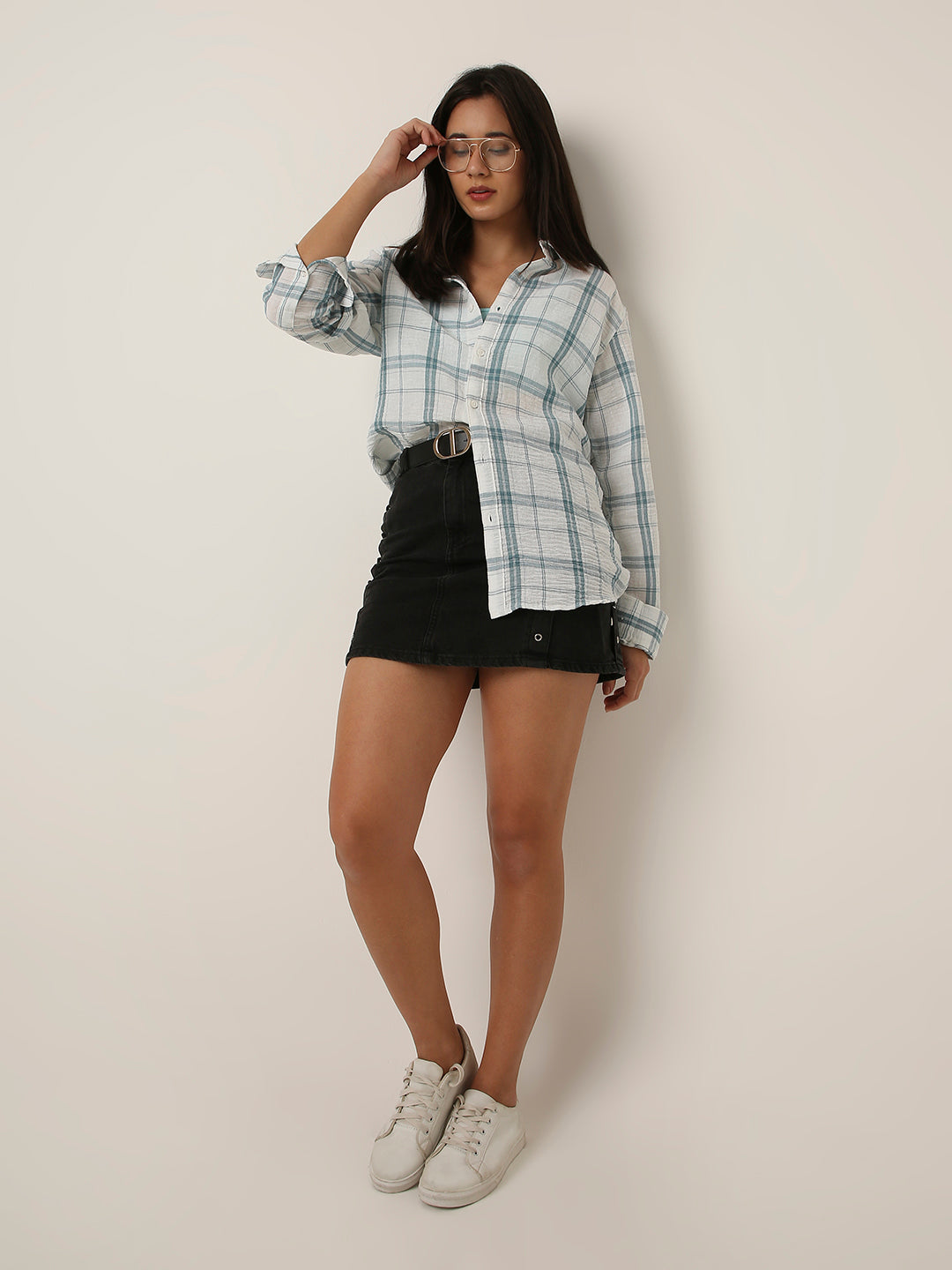 Blue Checked Relaxed Fit Shirt
