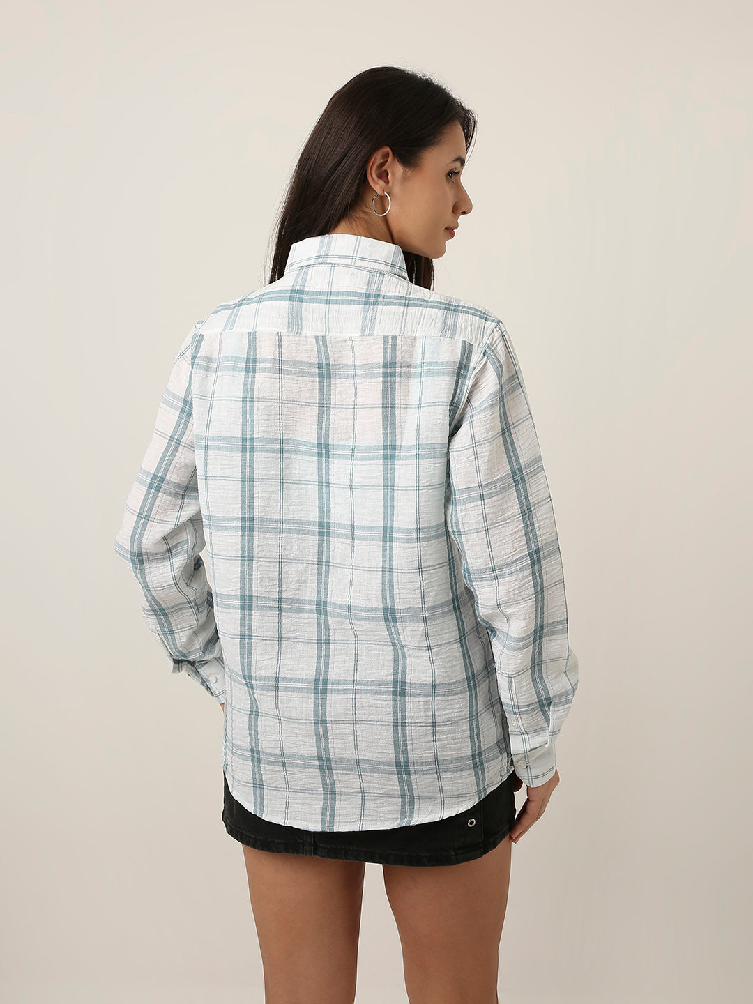 Blue Checked Relaxed Fit Shirt