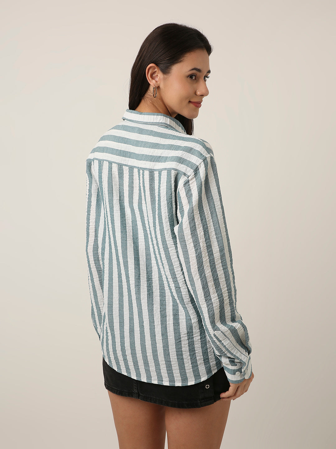 Blue Vertical Striped Shirt