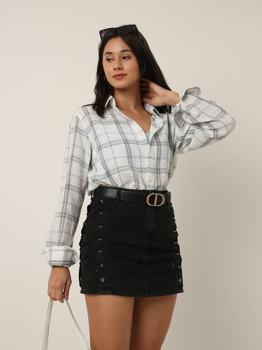 Grey Checked Relaxed Fit Shirt