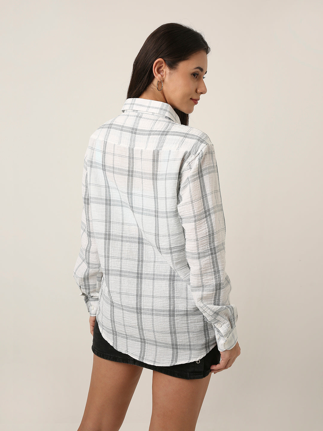 Grey Checked Relaxed Fit Shirt