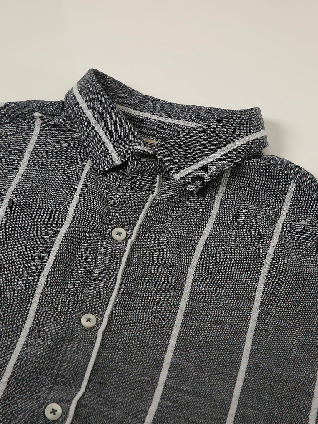Grey Vertical Striped Shirt