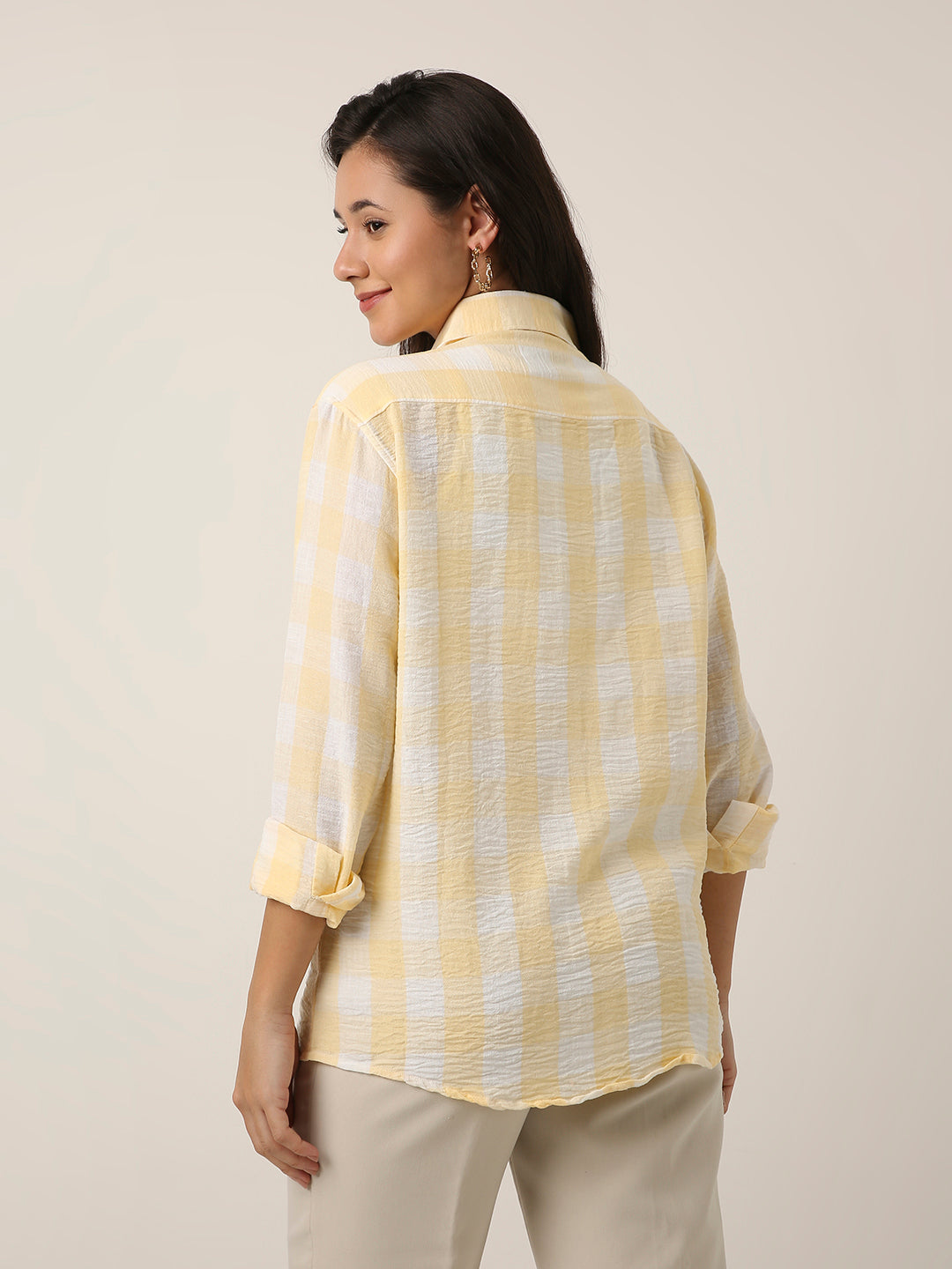 Yellow Checkered Casual Shirt