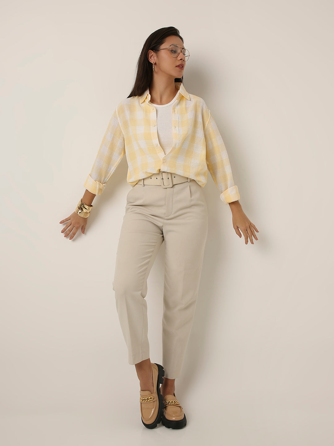 Yellow Checkered Casual Shirt