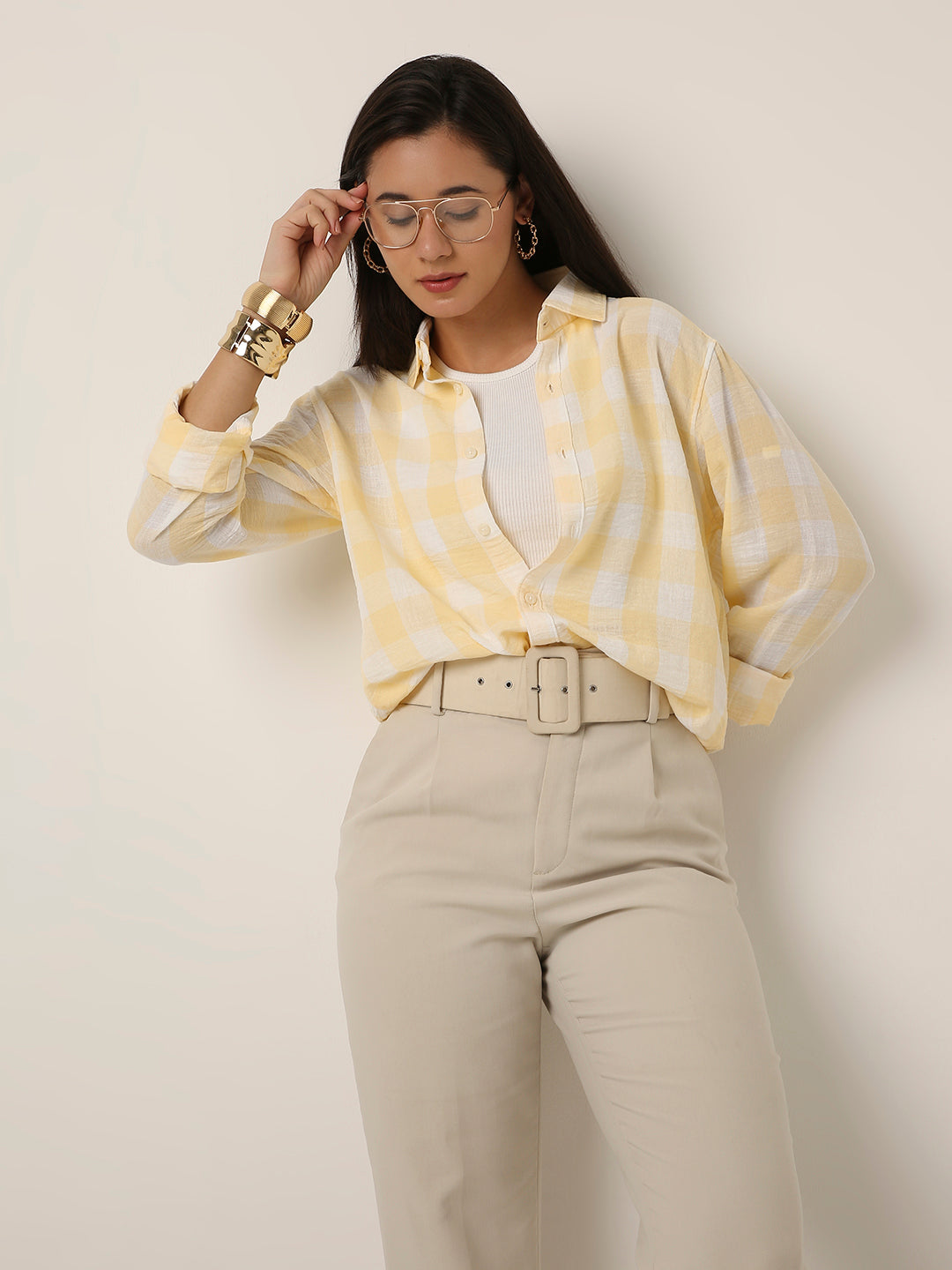 Yellow Checkered Casual Shirt