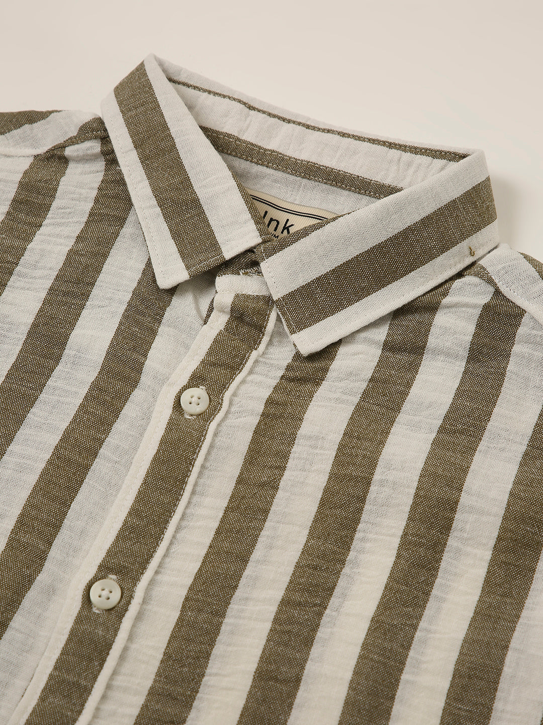 Olive Vertical Striped Shirt