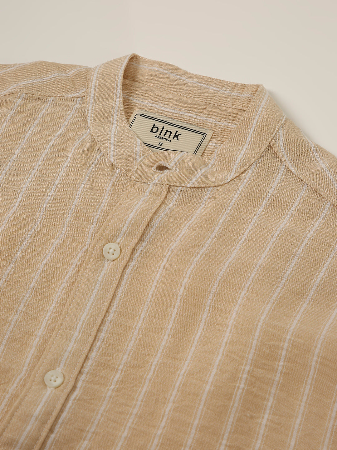 Fawn Striped Mandarin Collar Shirt