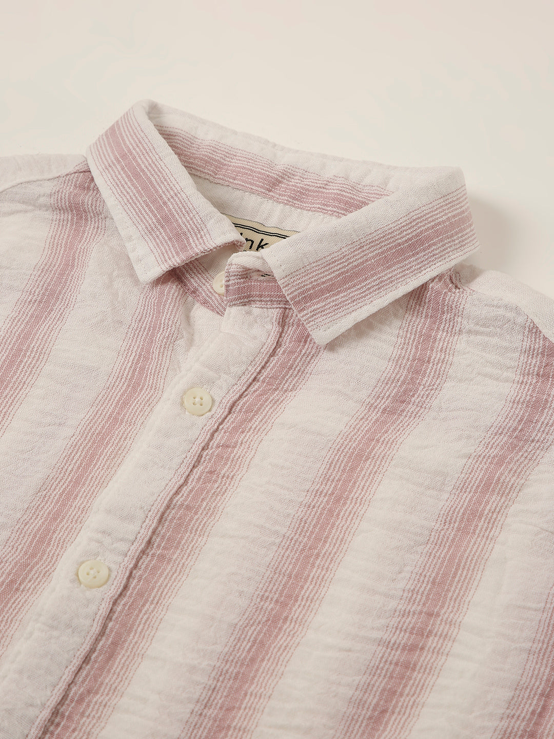 Blush Pink Striped Linen Blend Shirt