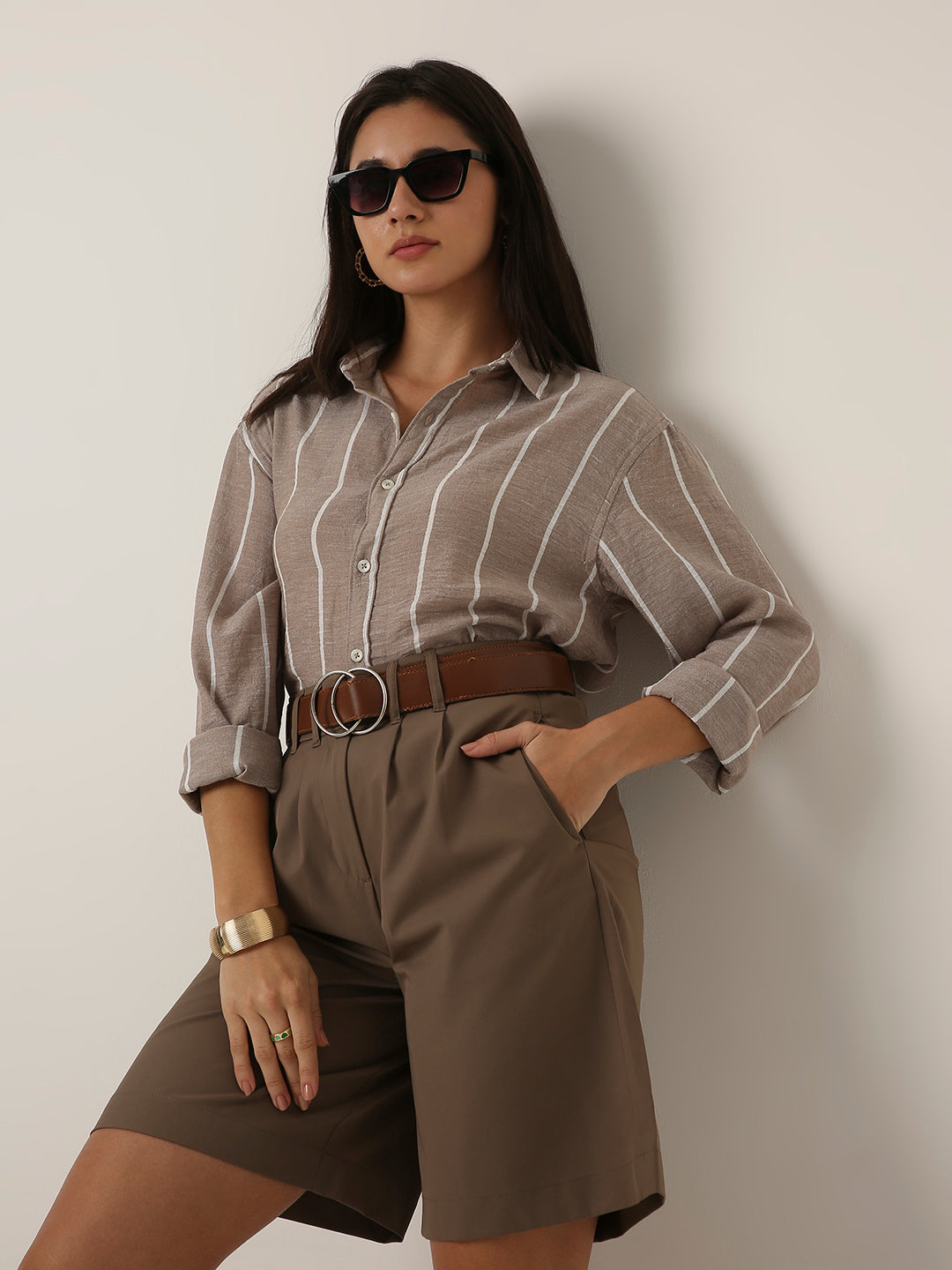 Fawn Vertical Striped Shirt
