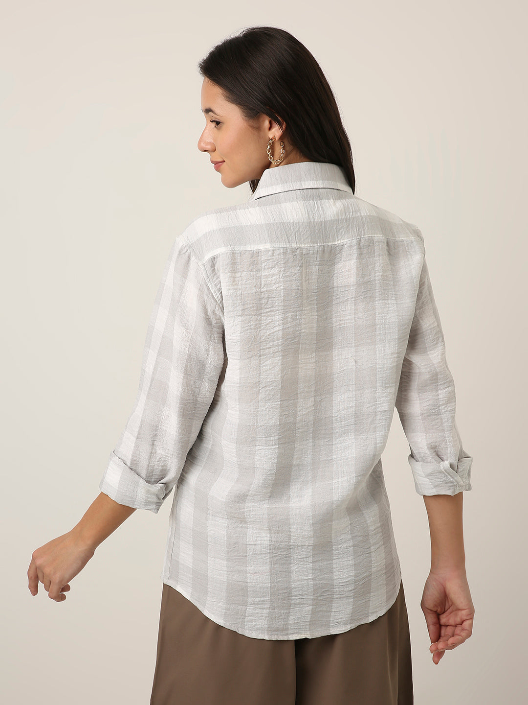 Grey Checkered Casual Shirt
