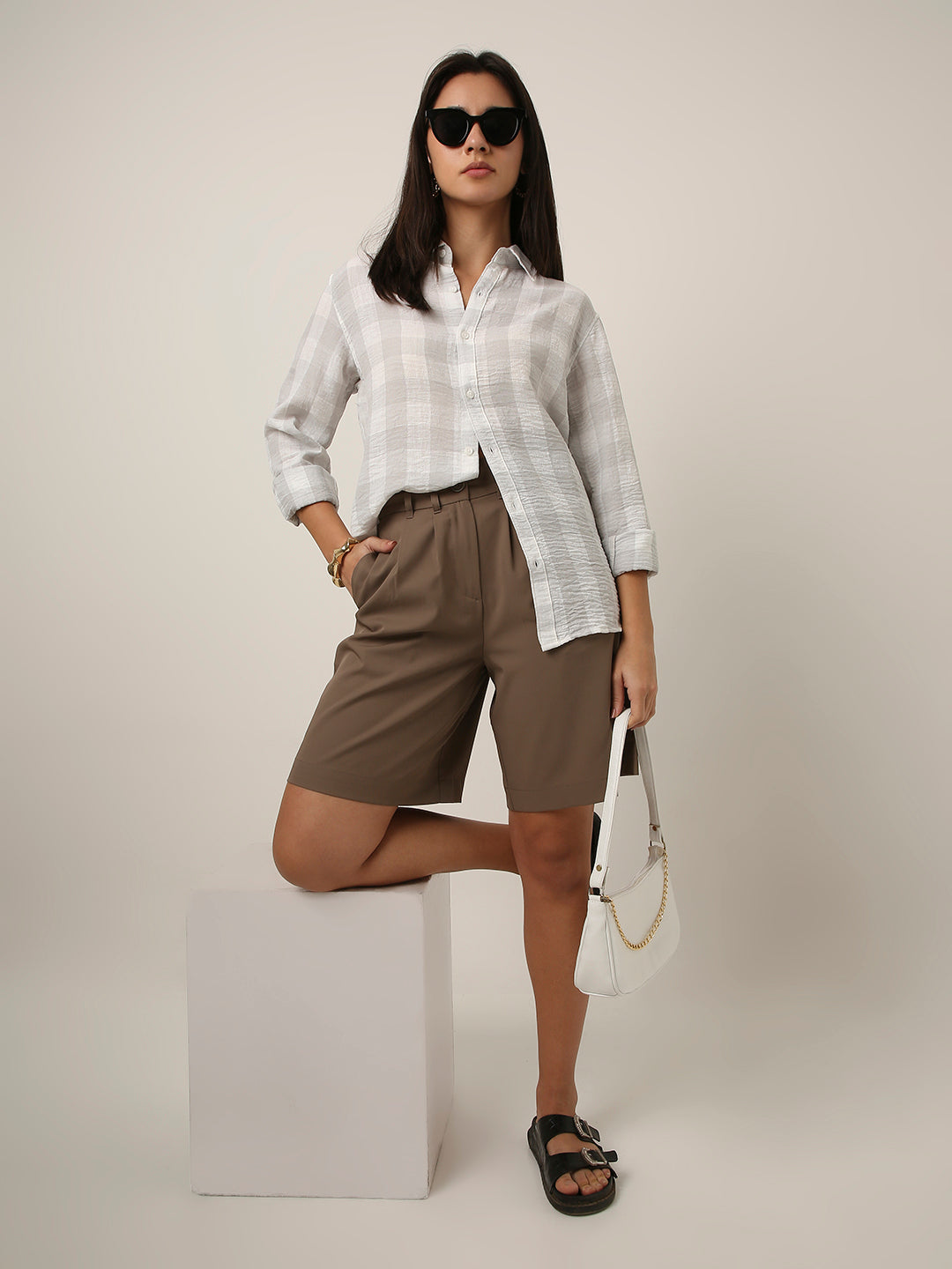 Grey Checkered Casual Shirt