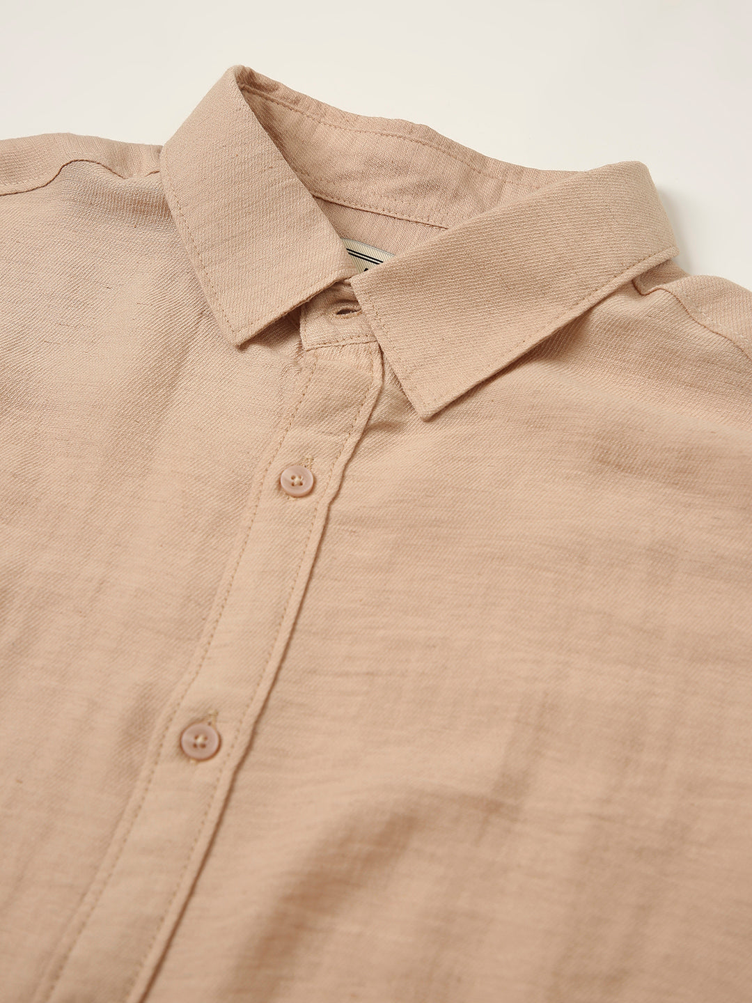 Peach Solid Casual Linen blend Shirt