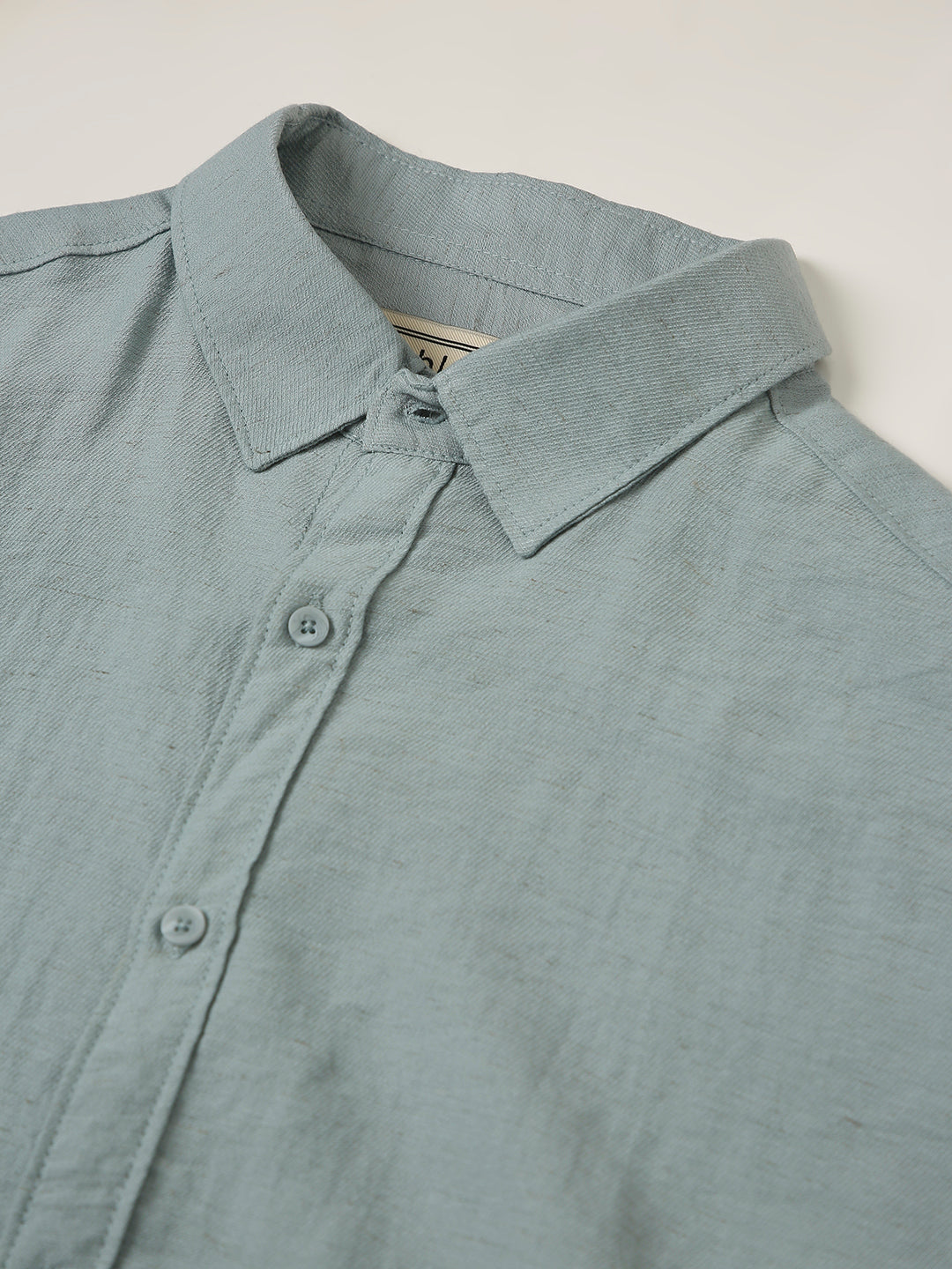 Blue Solid Casual Linen blend Shirt
