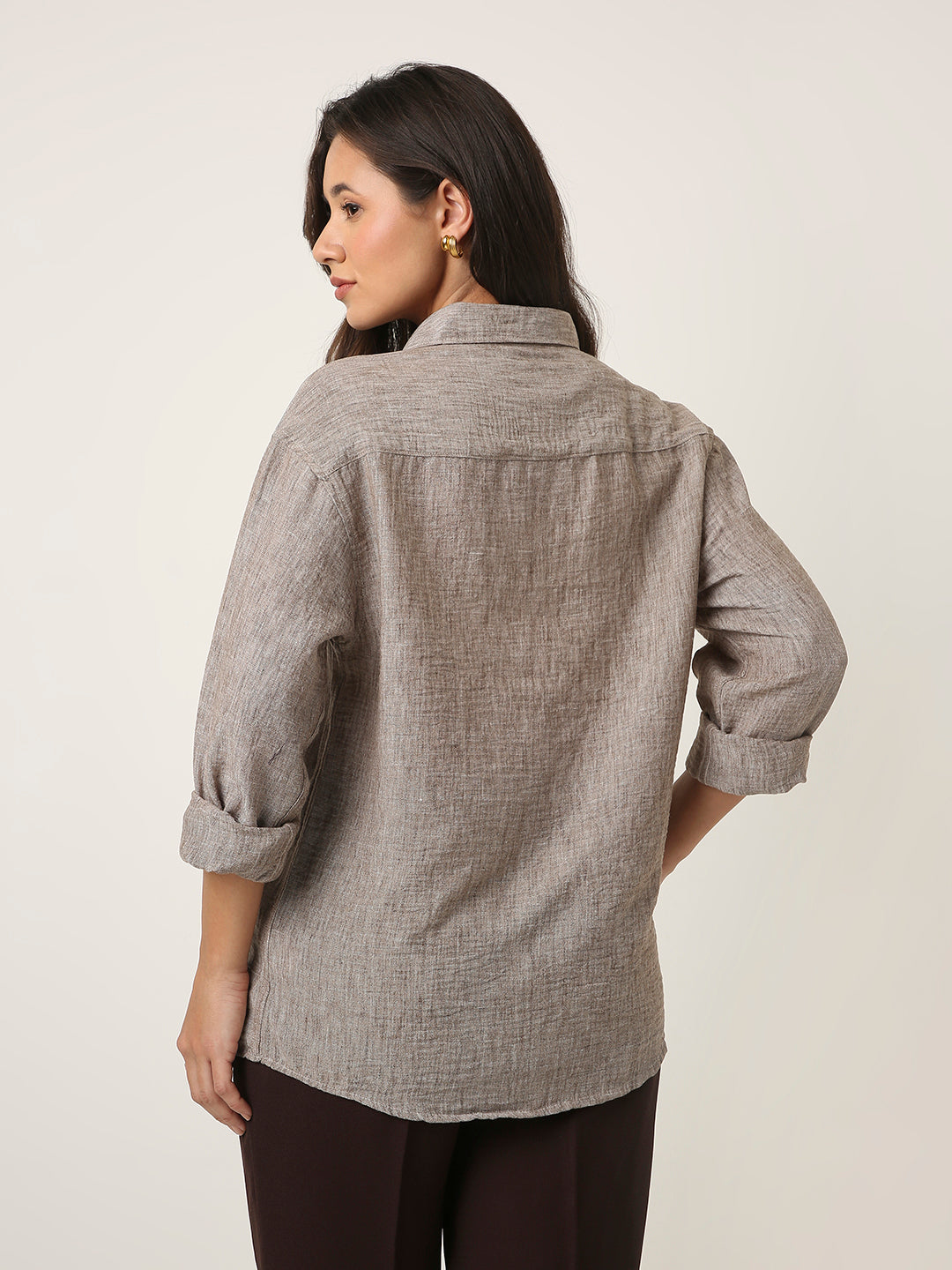 Mocha Brown Textured Casual Shirt