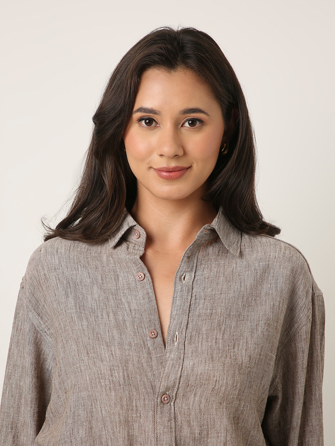 Mocha Brown Textured Casual Shirt