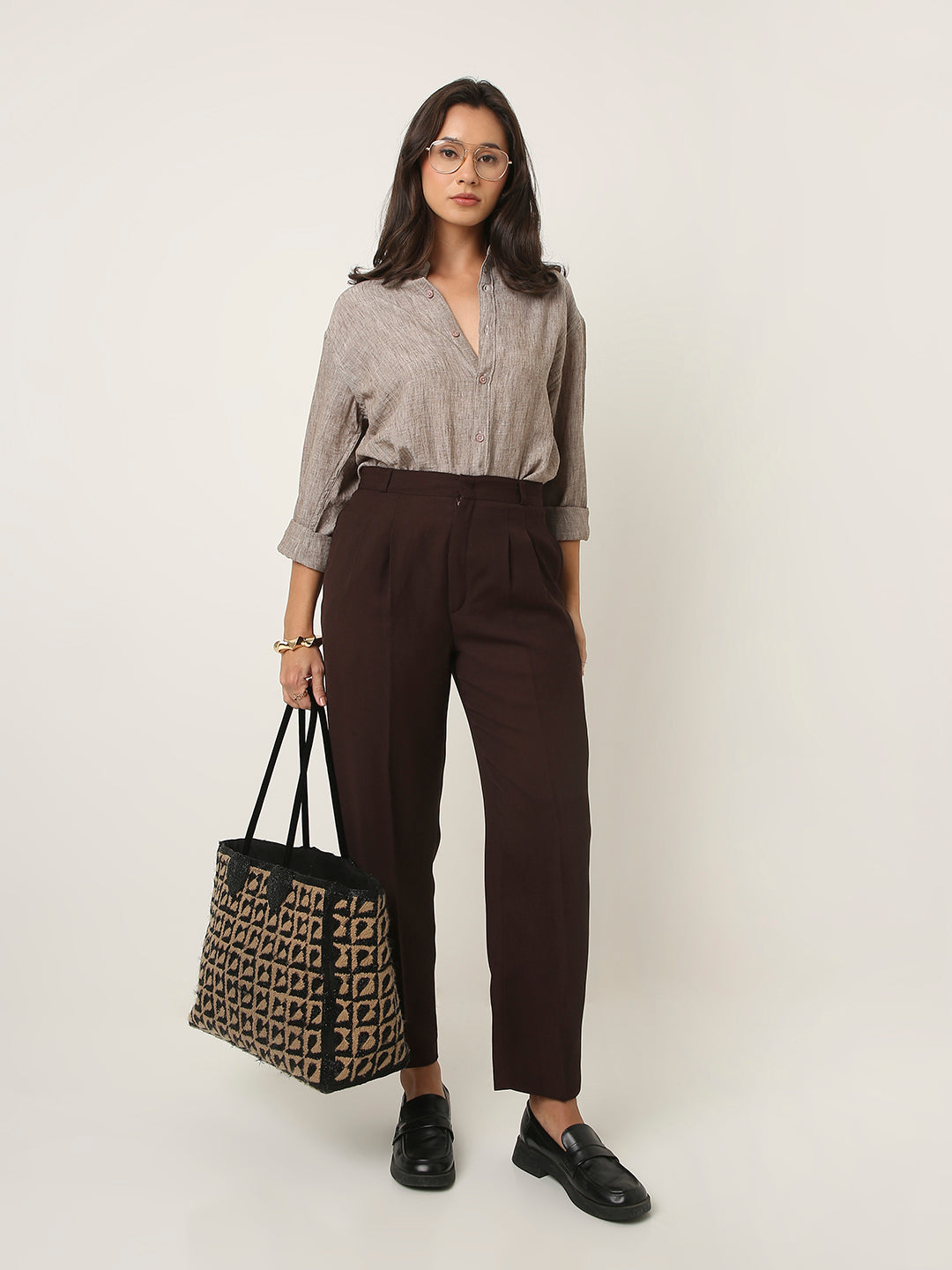 Mocha Brown Textured Casual Shirt