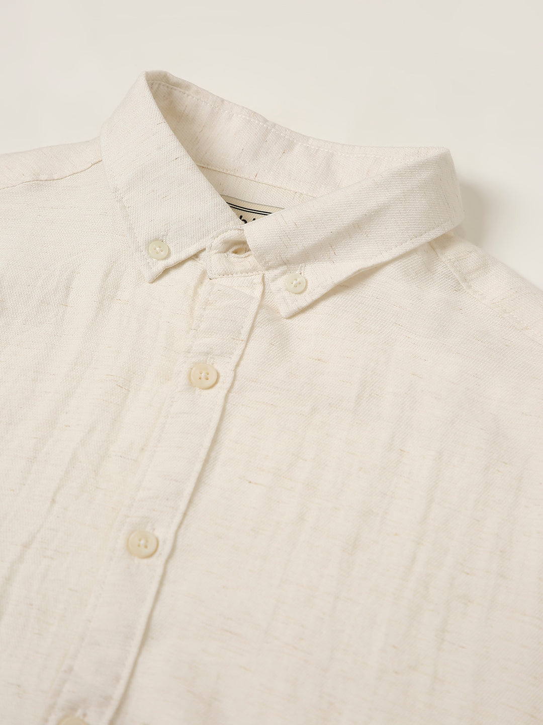 White Solid Casual Linen blend Shirt