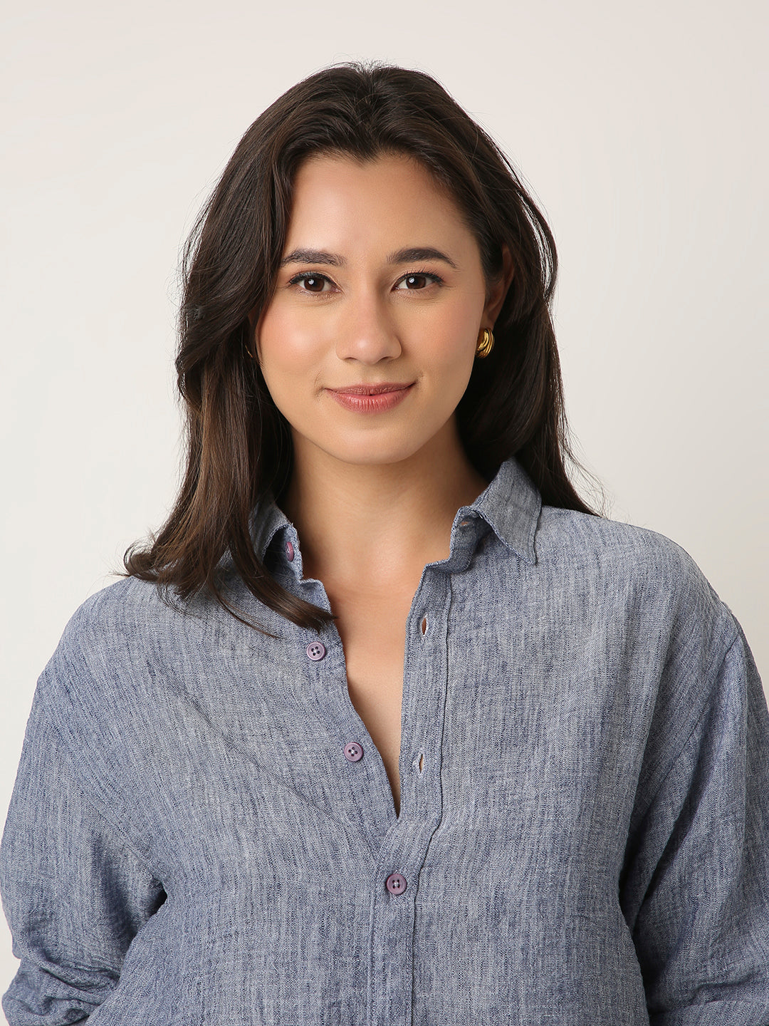 Dark Blue Textured Casual Shirt