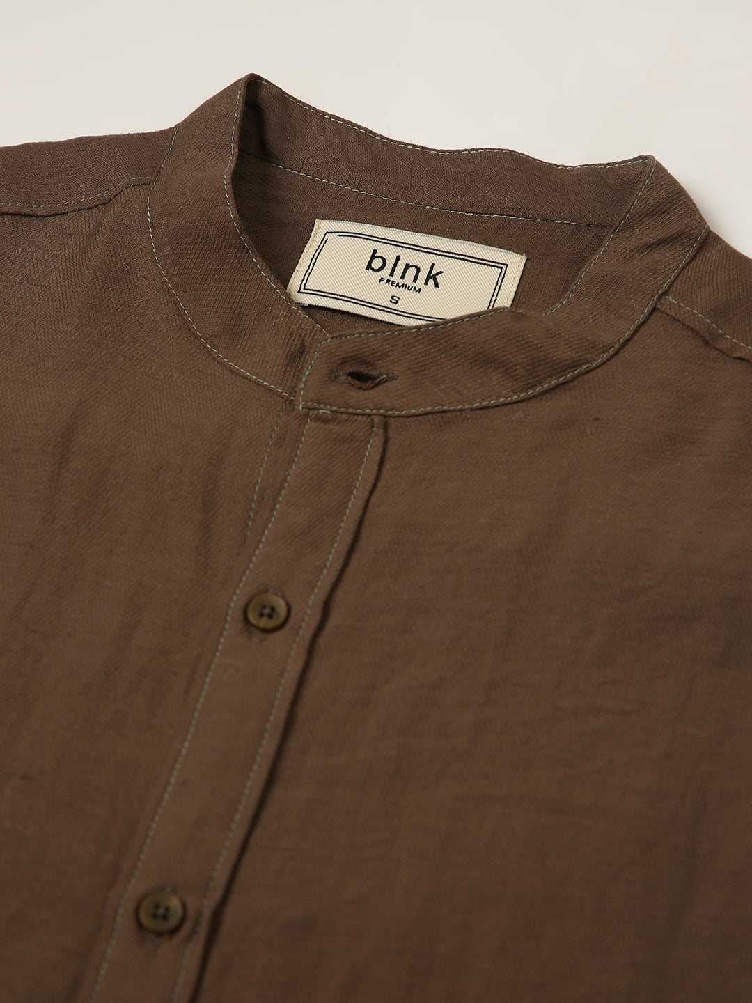 Khaki Mandarin Collar Casual Shirt