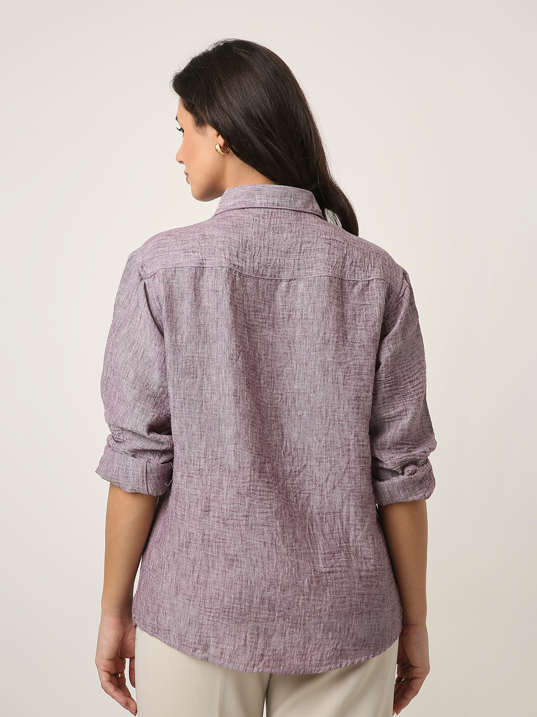 Plum Textured Casual Shirt