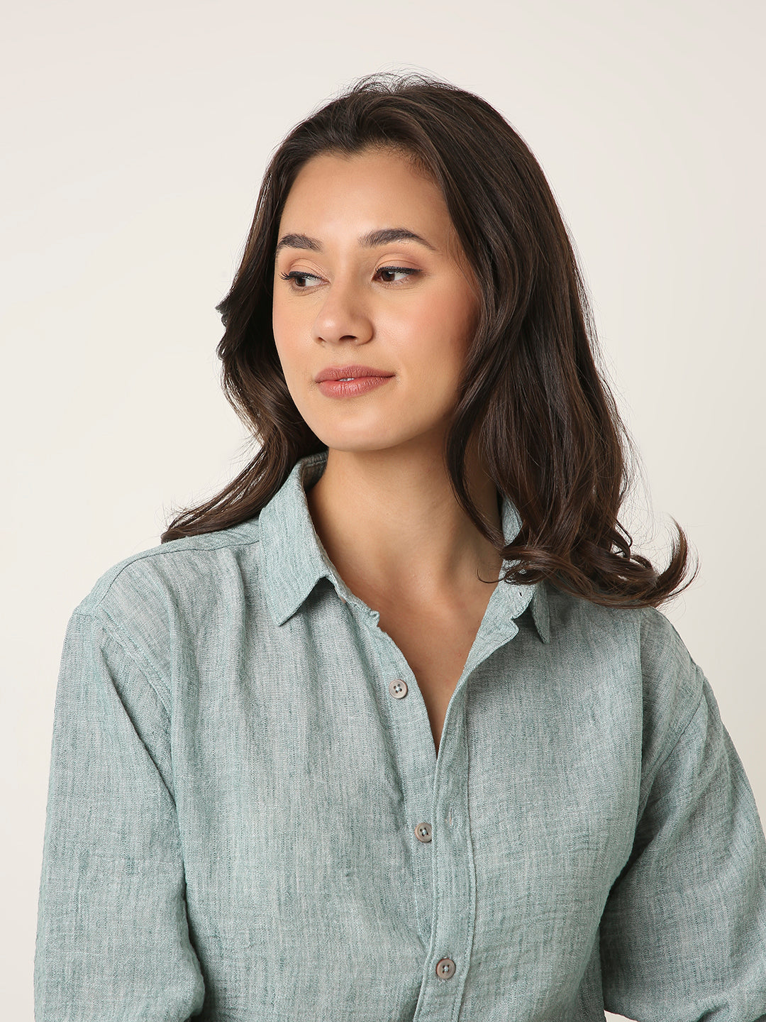 Green Textured Casual Shirt
