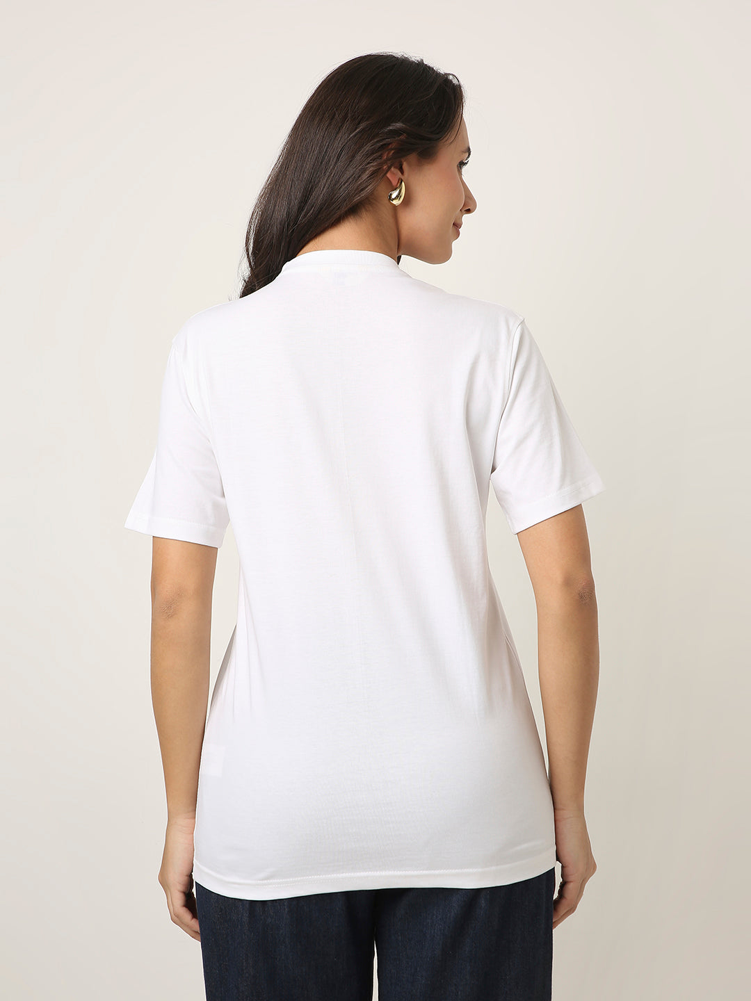 RELAXED FIT:WHITE PRINTED TSHIRT