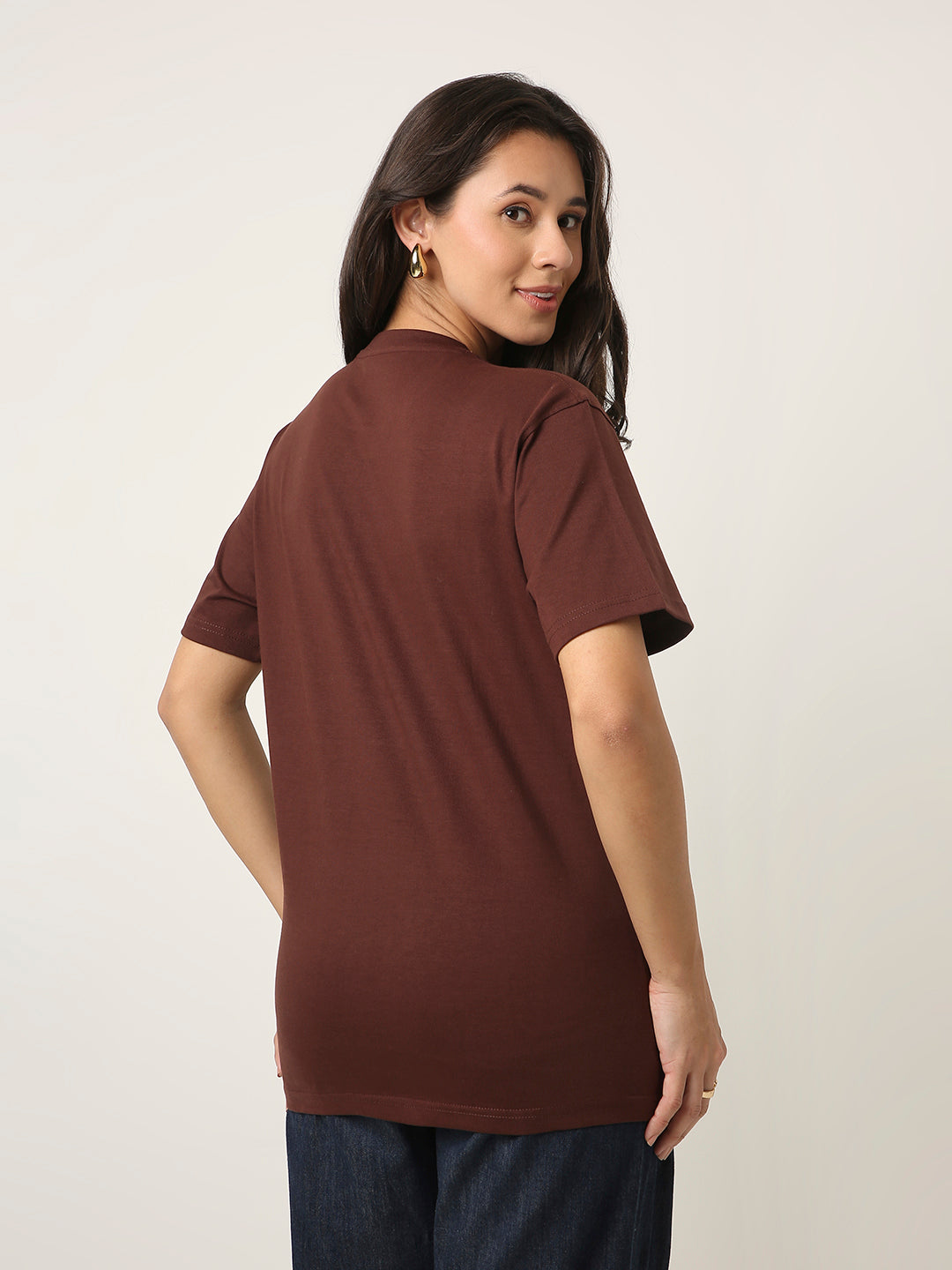RELAXED FIT: BROWN PRINTED TSHIRT