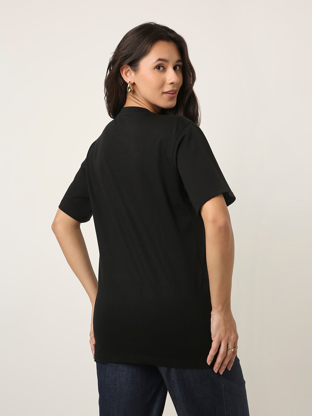 RELAXED FIT: BLACK PRINTED TSHIRT
