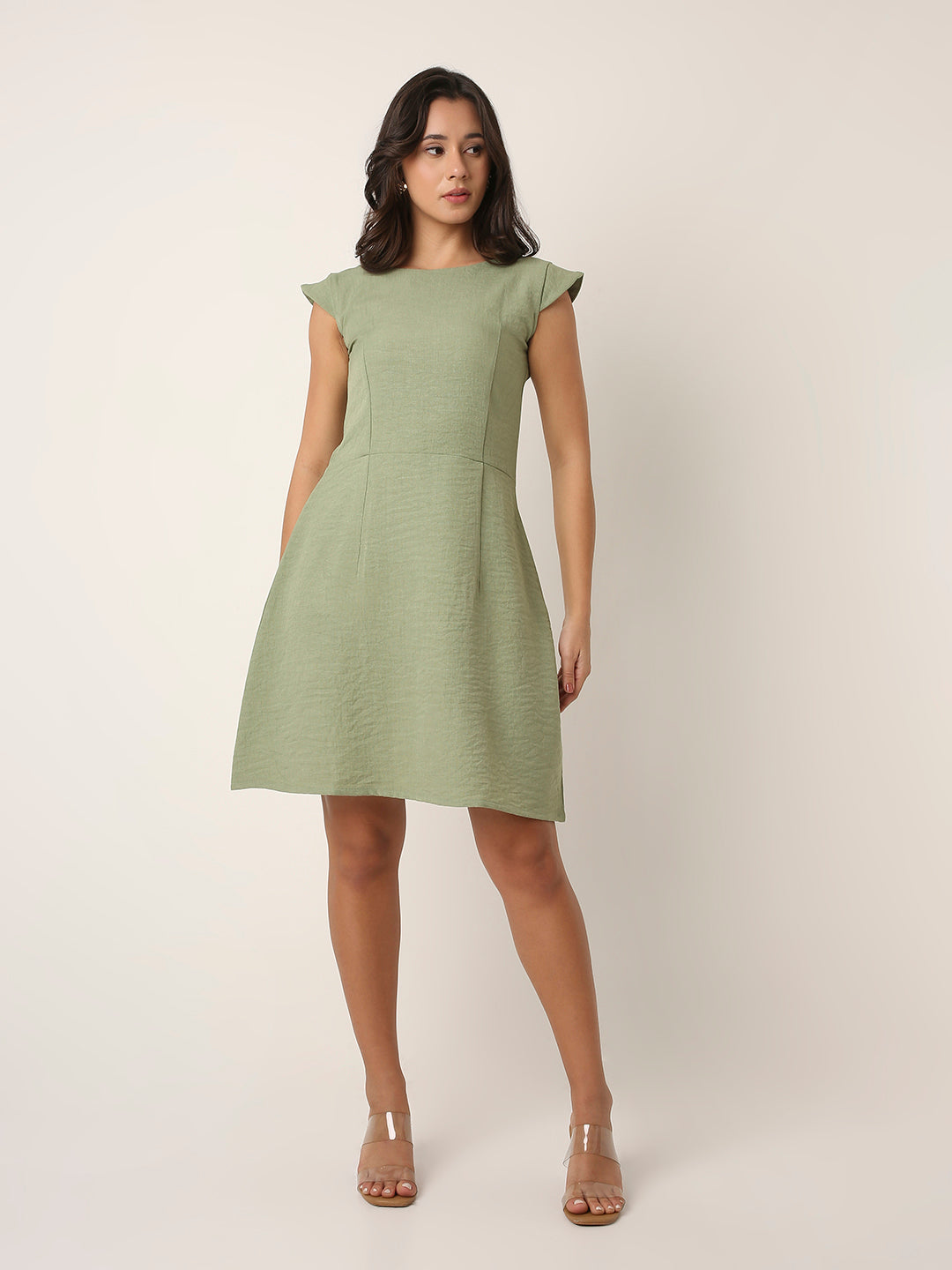 Green A-Line Mini Dress