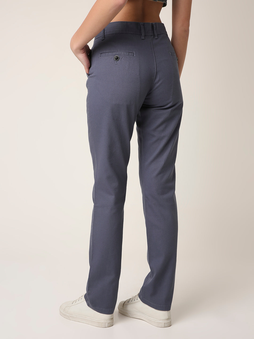 Slate Blue Straight-Fit Trousers