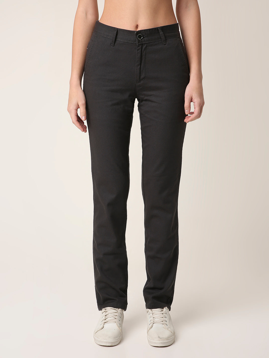 Dark Grey Straight-Fit Trousers