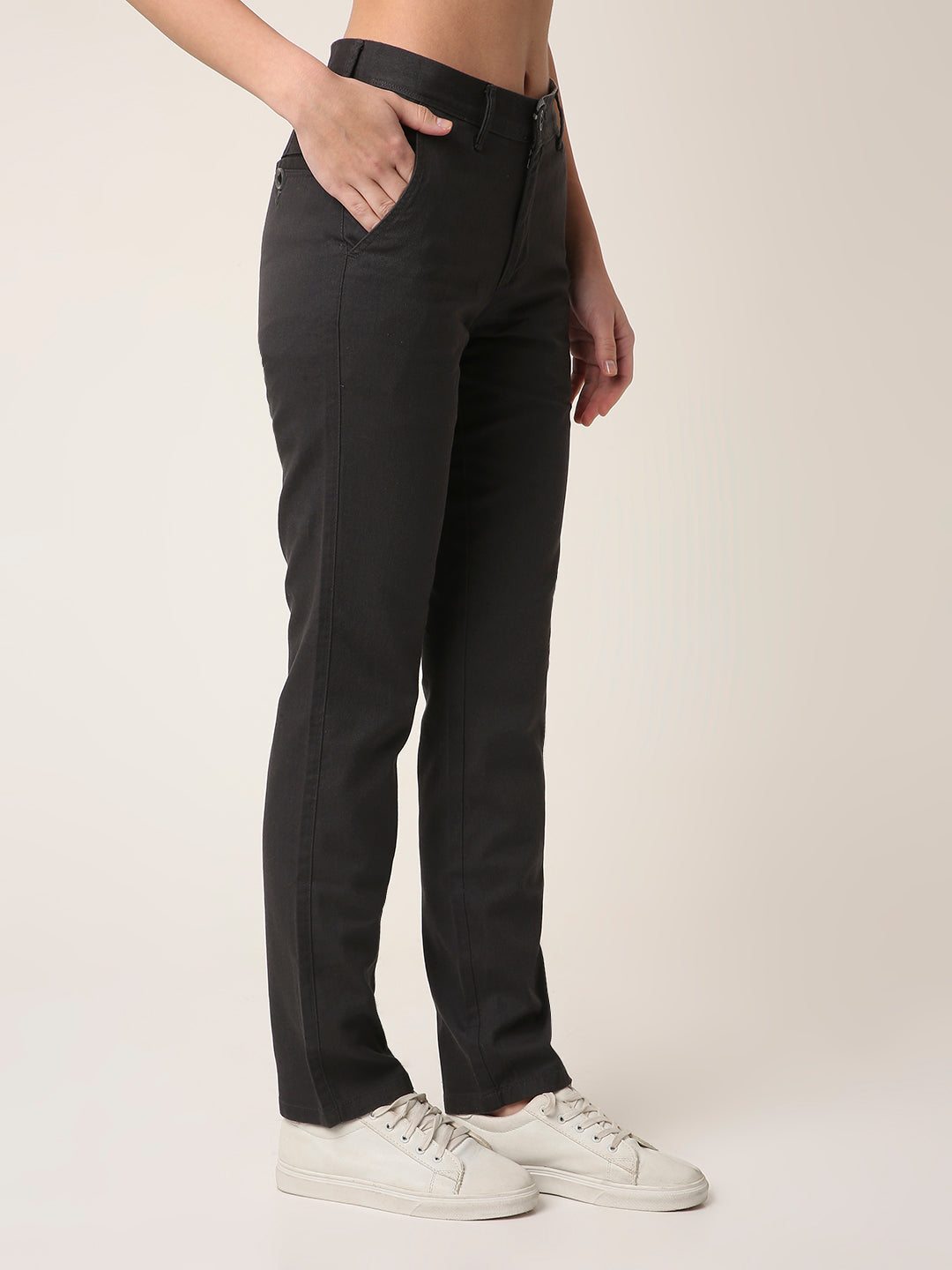 Dark Grey Straight-Fit Trousers
