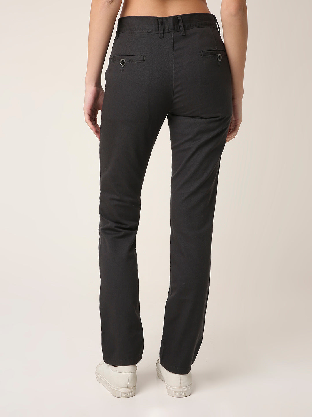 Dark Grey Straight-Fit Trousers
