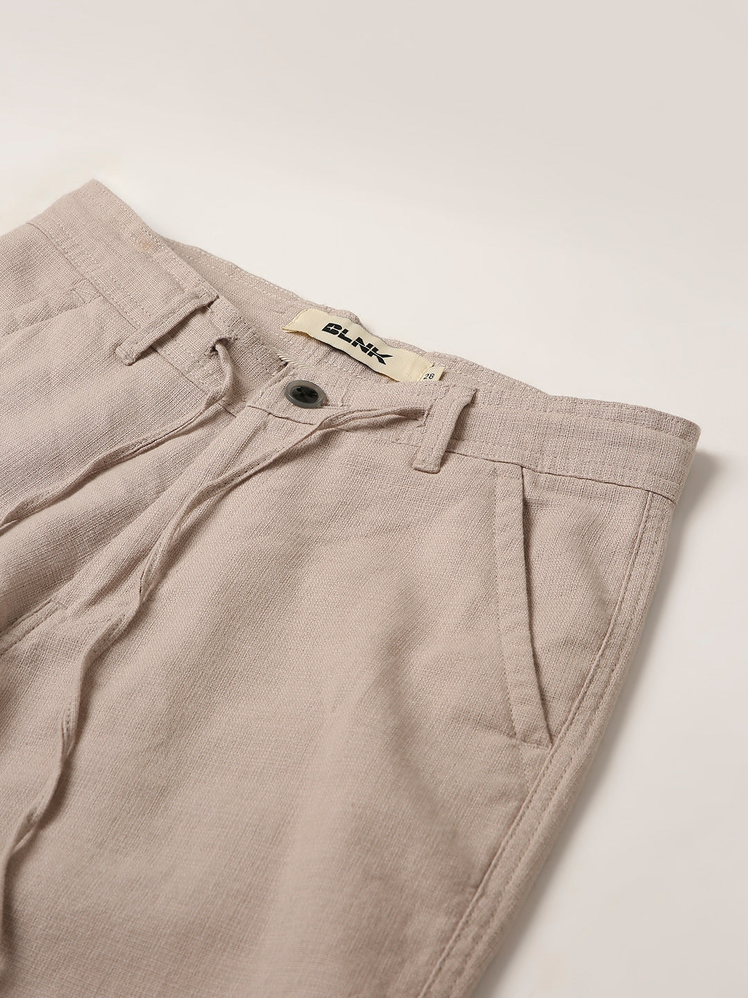 Cream Drawstring Straight-Fit Pants