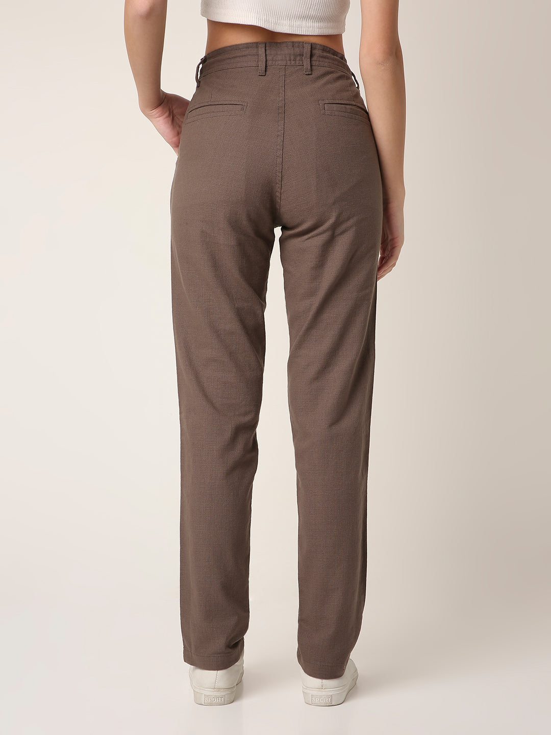 Mocha Grey Drawstring Straight-Fit Pants