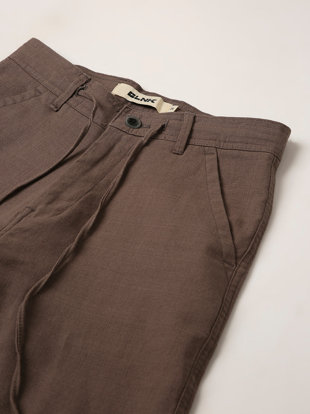 Mocha Grey Drawstring Straight-Fit Pants