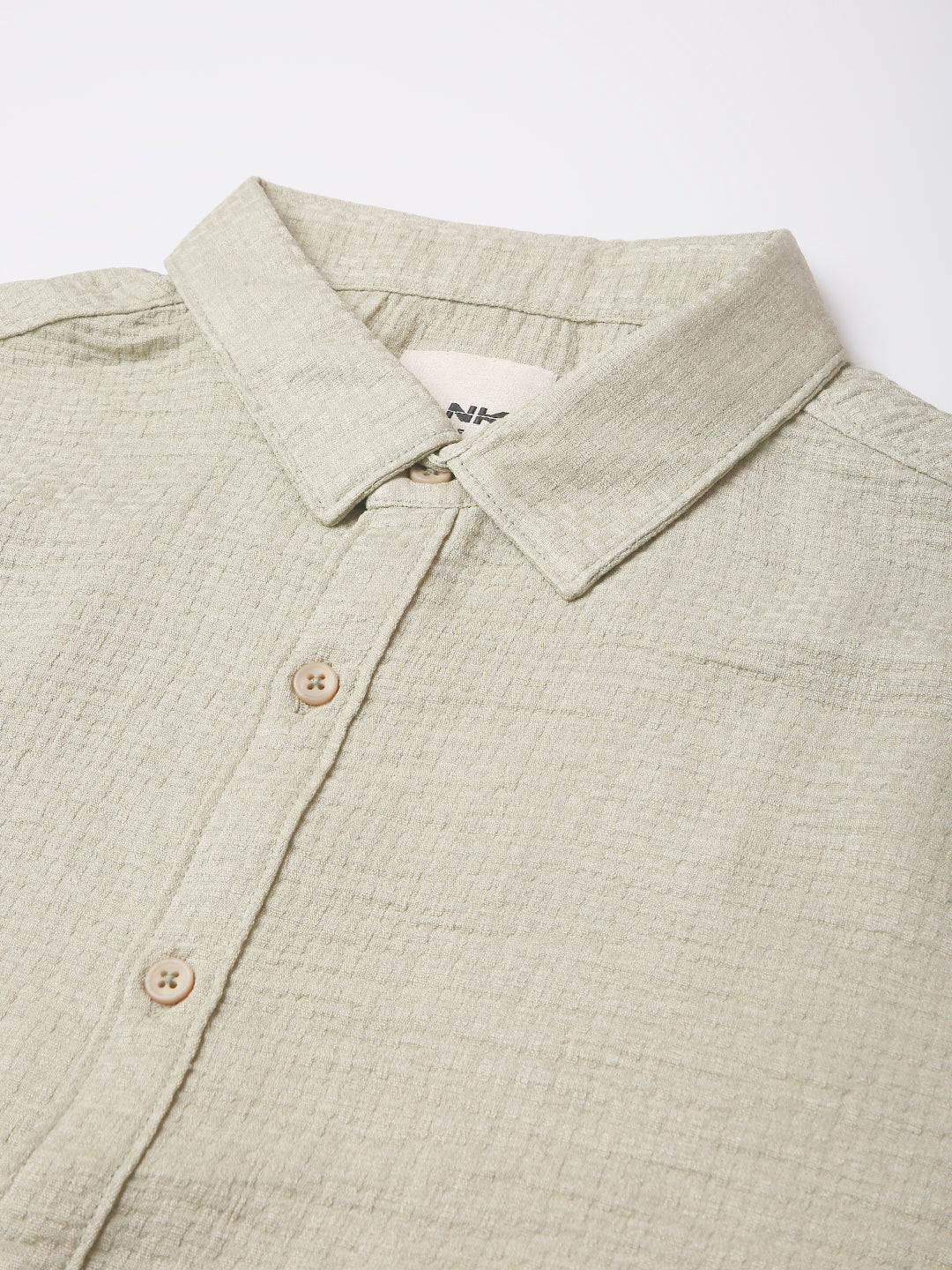 GREEN JACQUARD STRUCTURED SHIRT