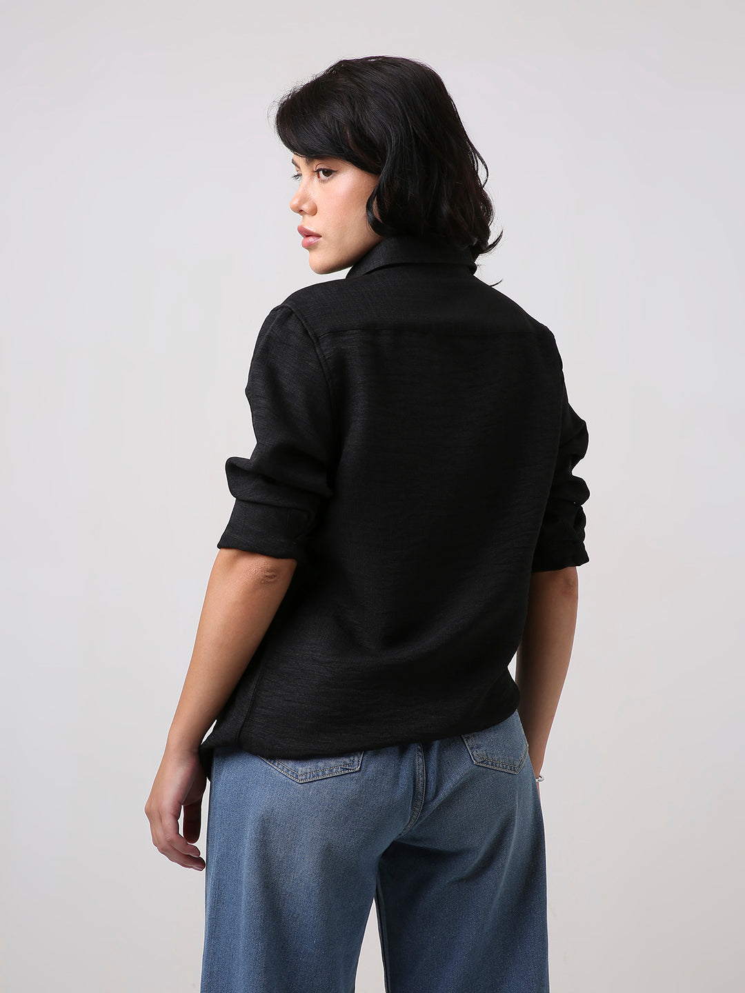 Black Textured Casual Shirt