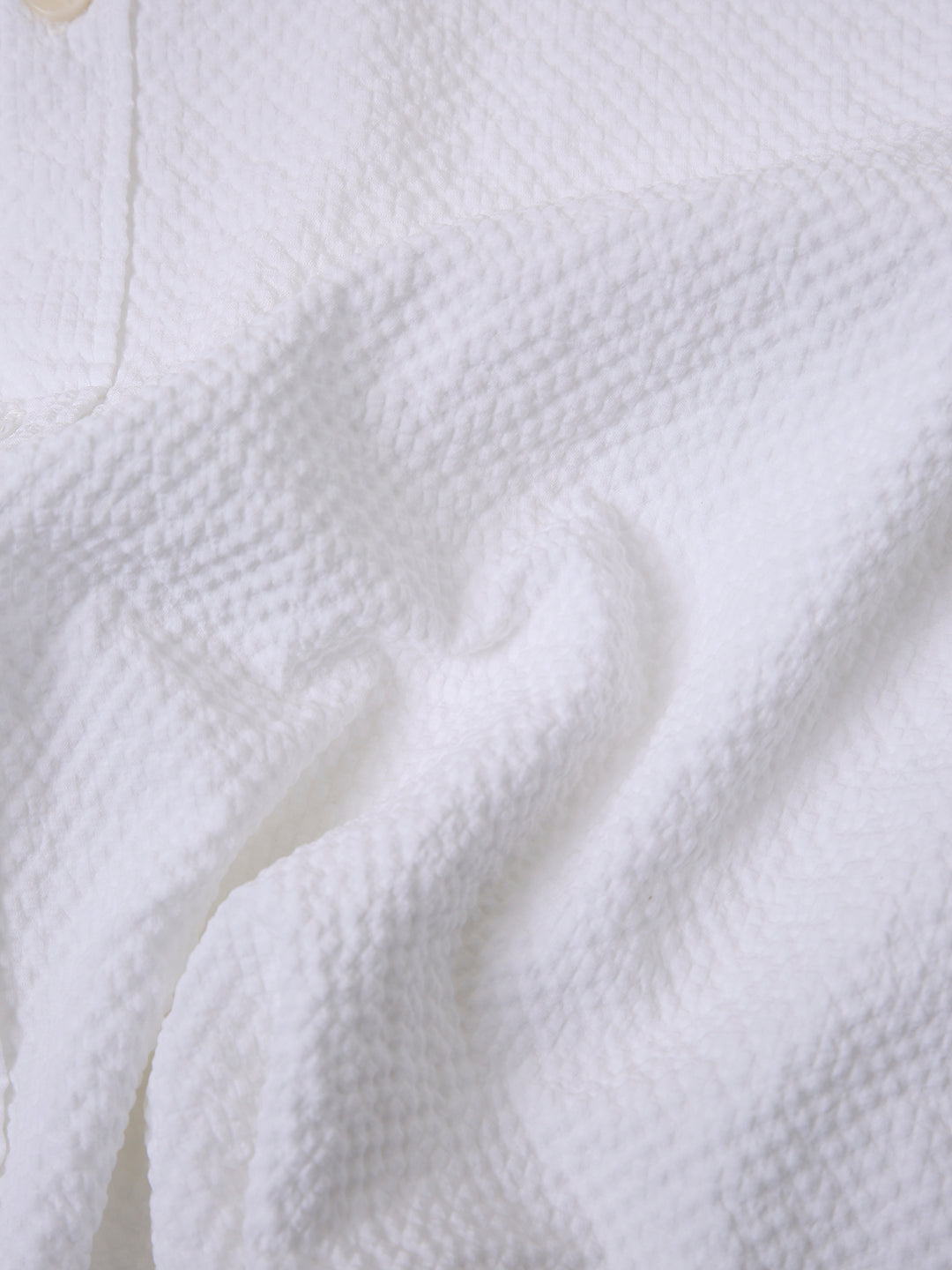 White Textured Oversized Short Sleeve Shirt