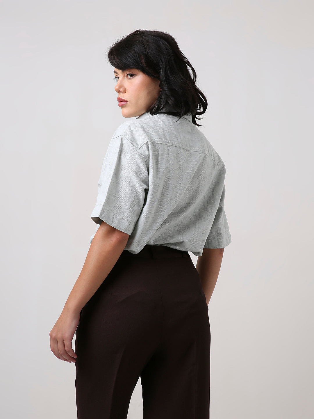 Mint Green Jacquard Short Sleeve Shirt