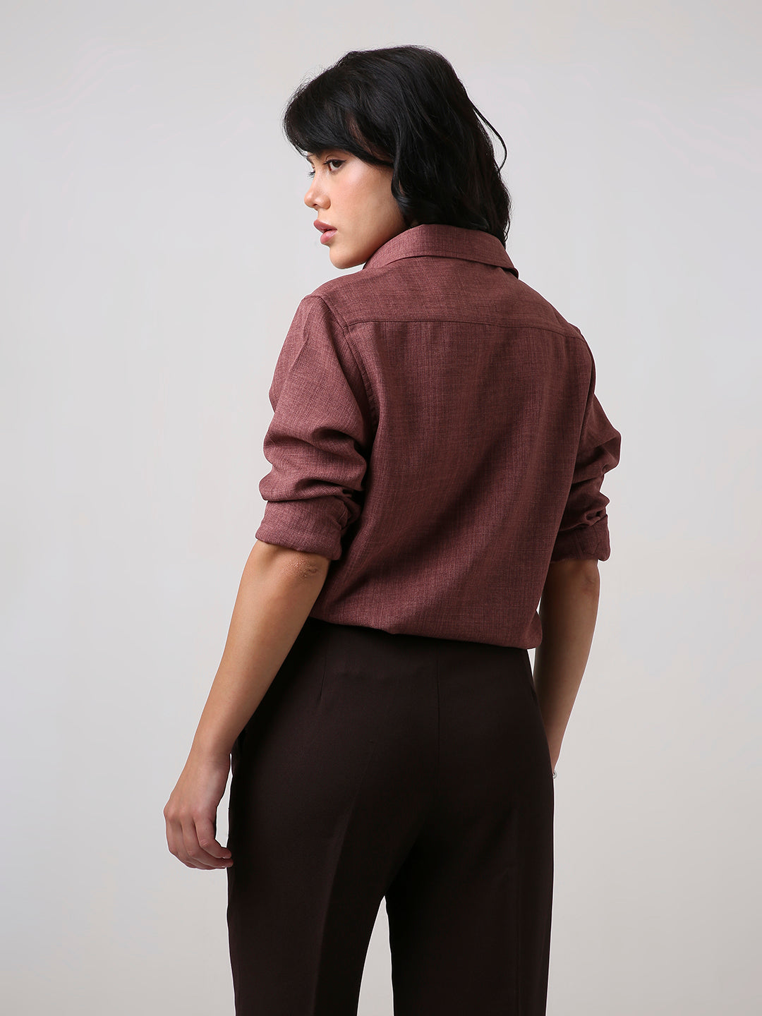 Brown Textured Casual Shirt